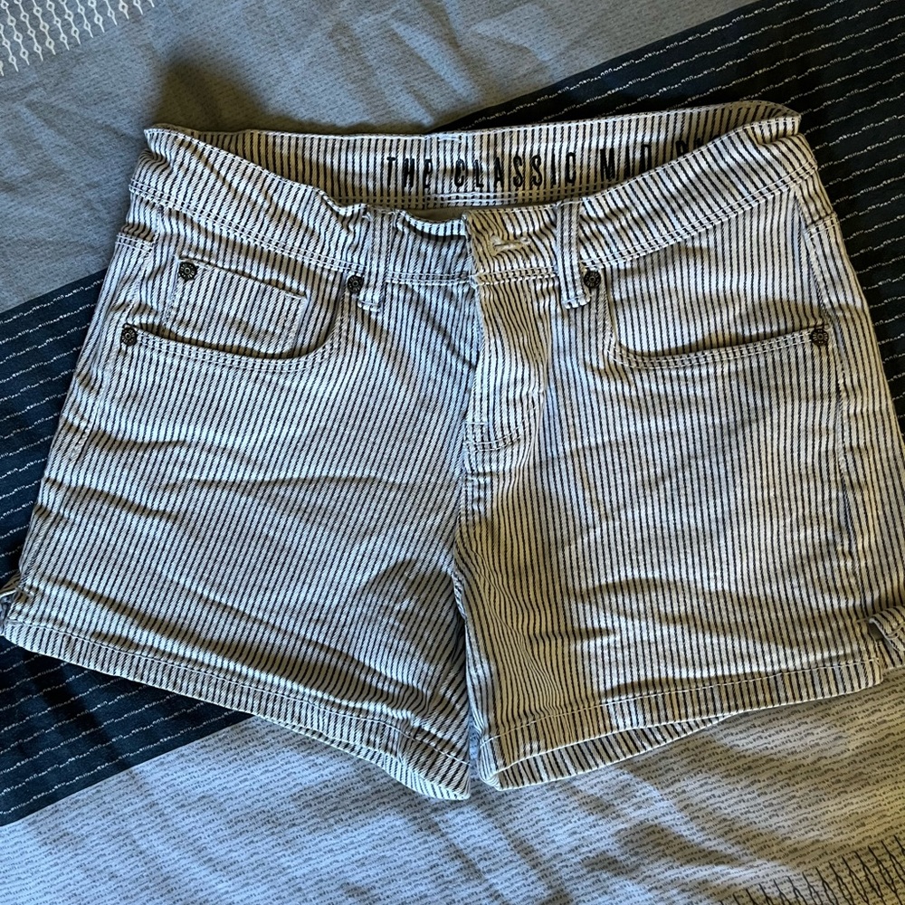 White and blue stripped shorts